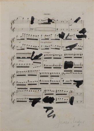 GIUSEPPE CHIARI Senza titolo Tecnica mista su spartito musicale Anni 60 Dim....