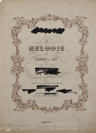GIUSEPPE CHIARI Senza titolo Tecnica mista su spartito musicale Anni 60 Dim....