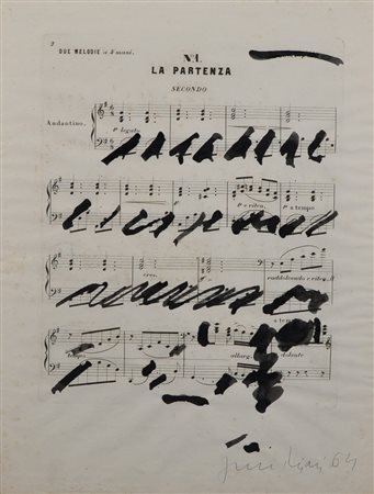 GIUSEPPE CHIARI Senza titolo Tecnica mista su spartito musicale Anni 60 Dim....