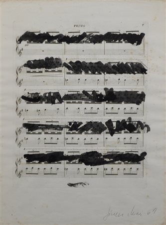 GIUSEPPE CHIARI Senza titolo Tecnica mista su spartito musicale Anni 60 Dim....