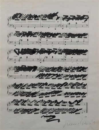 GIUSEPPE CHIARI Senza titolo Tecnica mista su spartito musicale Anni 60 Dim....