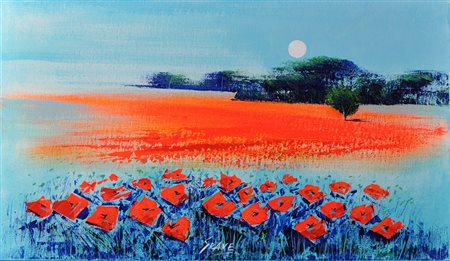 MARIO SOAVE Lunare Olio su tela Dim. 30x50 Autentica su foto dell'artista Al...