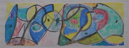 ALBINO GALVANO Senza titolo Acquerello su carta Anno 1956 Dim. 22x66,5 Datato...