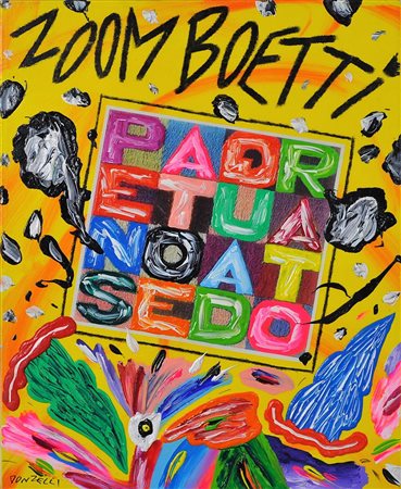 BRUNO DONZELLI Zoom Boetti Tecnica mista su tela Dim. 50x40 Autentica su foto...