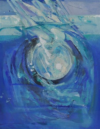 GIUSEPPE MARTINELLI La luna nel mare dell'isola Olio su tela Dim. 45x35 Al...