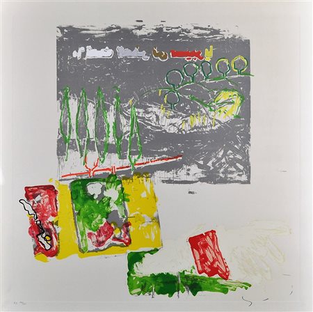 MARIO SCHIFANO Senza titolo Serigrafia Dim. 70x70 Esemplare 14/30 Tiratura in...