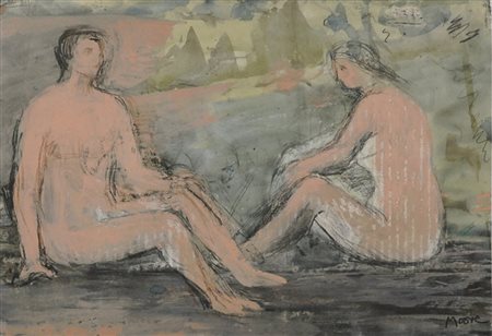 HENRY MOORE Man and woman Fotolitografia Anno 1981 Dim. 37x52 Esemplare 457...