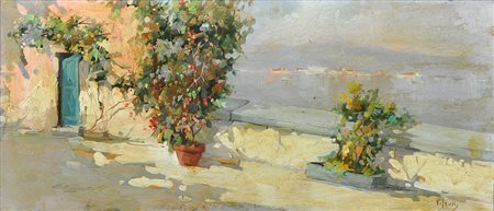 VINCENZO IROLLI Senza titolo Olio su tavola Dim. 20x50 Firmato in basso a dx