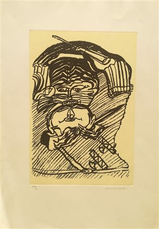 Remo Brindisi Roma 1918 Comacchio 1996 “Senza titolo” Acquaforte su carta...