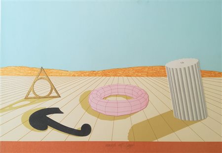 Lucio Del Pezzo Napoli 1933 “Senza titolo” Serigrafia a colori cm 76x105...