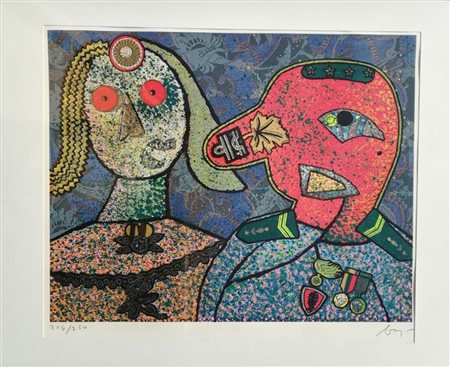 Enrico Baj Milano 1924 Vergiate 2003 “Senza titolo” Serigrafia Esemplare n....