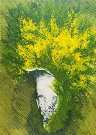 Giancarlo Cazzaniga Ancona 1930 Monza 2013 “Ginestre” litografia cm 70x50...