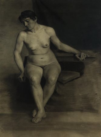 Scuola Francese del XIX secolo NUDO FEMMINILE matita e carboncino su carta,...