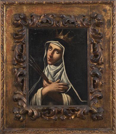 Scuola Toscana del XVII secolo SANTA TERESA D'AVILA olio su tela, cm 52x 43,...