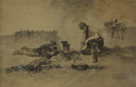 Raffaele Ragione SOLDATI carboncino su carta, cm 22x34