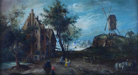 VanOlsen PAESAGGIO FIAMMIGO olio su rame, cm 12,5x23