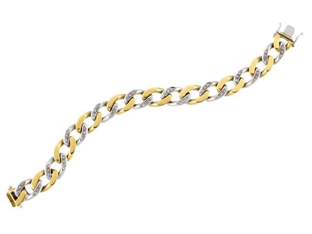 BRACCIALE, IN ORO GIALLO, ORO BIANCO E DIAMANTI realizzato come una catena a...