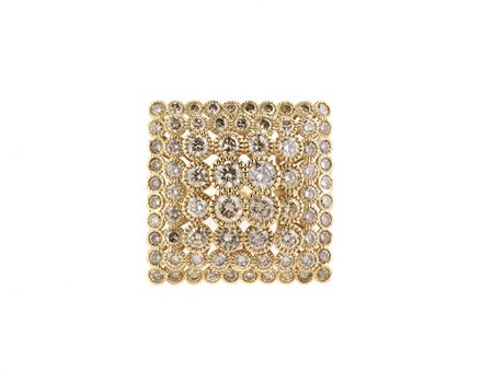 ANELLO IN ORO ROSA E DIAMANTI di forma quadrata, decorato da diamanti brown...