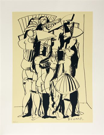 Salvatore Fiume L’incontro delle Sabine Serigrafia a due colori 40x30 cm...