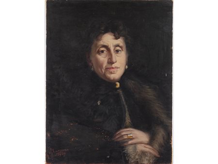 Lazzaro Luxardo (1865-1949) Ritratto di signora 70x53,5 cm Olio su tela