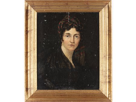 Anonimo (XIX secolo) Ritratto femminile 44,5x36 cm Olio su tavola