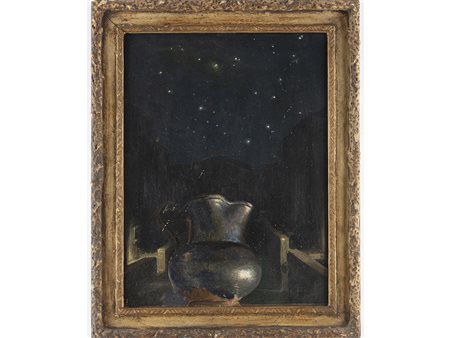 Bortolo Sacchi (1892-1965) Luci notturne 61x46 cm Olio su faesite