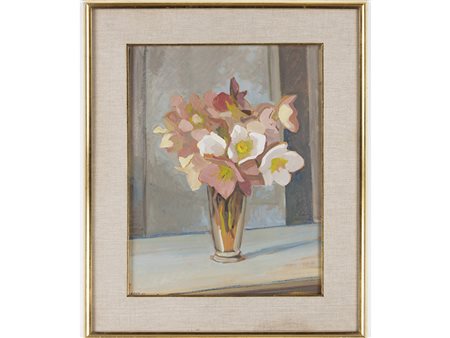 Erme Ripa (1900-1973) Vaso di fiori 44x34,5 cm Olio su cartoncino