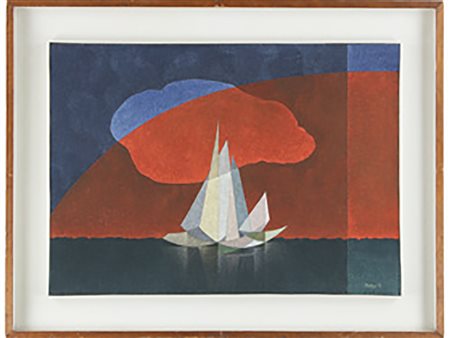 Vittorio Brevi (1927–2003) Marina 50x70 cm Olio su tela