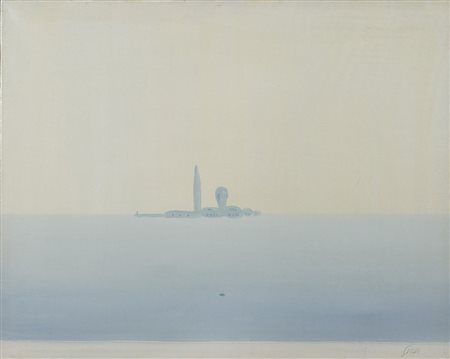 Virgilio Guidi 1891-1984 "San Giorgio, Venezia" (anni '60) cm. 40x50 - olio...