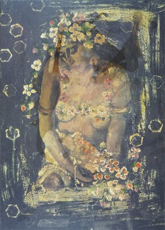 Caterina Cucco "La modella" cm. 56x40 - tecnica mista Firmato b. a s.