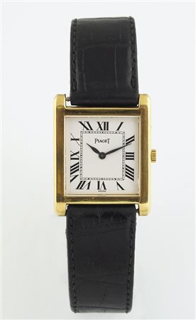 Piaget: orologio da polso con cassa rettangolare in oro giallo, quadrante...