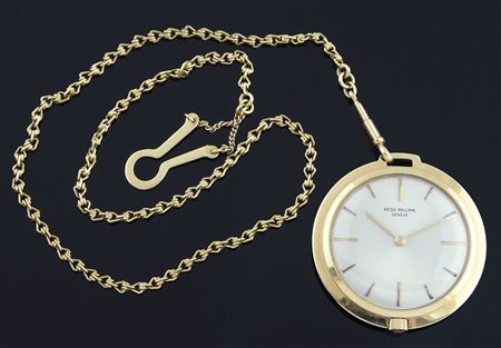 Patek Philippe: orologio piatto da tasca in oro giallo, con catena in oro...