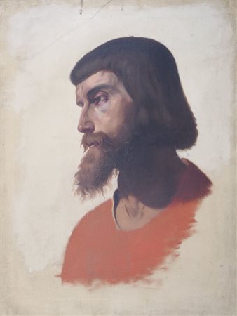 Lotto di 2 opere ad olio su tela raffiguranti personaggi, cm. 50x40.