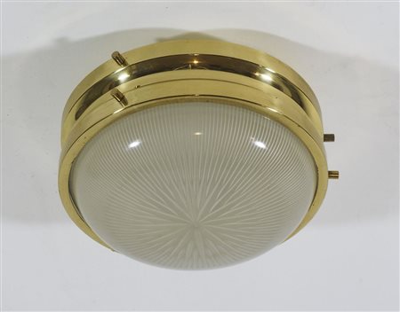 Artemide: piccola plafoniera modello Sigma in ottone e vetro. Disegno di S....
