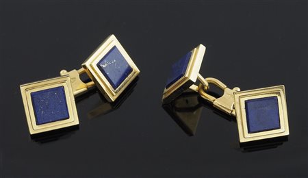 Gemelli in oro giallo e lapislazzuli