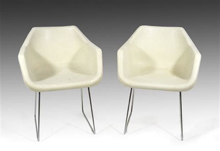 Castelli: lotto di 4 sedie con struttura cromata.