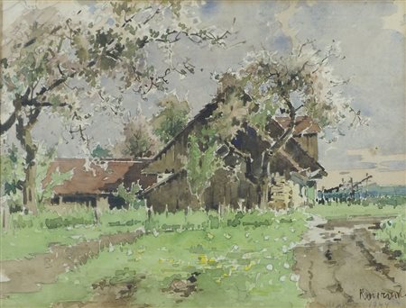 Lotto di varie opere tra cui acquerelli firmati Konrad. Misure diverse.