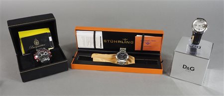 Lotto di 3 orologi da polso tra cui Dolce & Gabbana e Stuhrling.