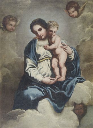 Maestro del XVII secolo "Madonna con bambino" cm. 72x52 - olio su tela...