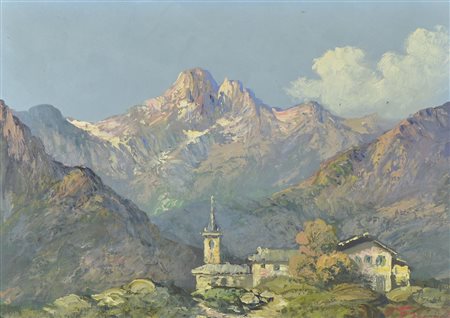 F. Sacchetti Lotto di 2 oli raffiguranti paesaggi montani, cm. 50x70 firmati....