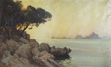 Jeno Karpathy 1870-1950 "Tramonto a Ragusa" cm. 80x130 - olio su tela Firmato...