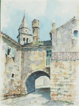 Fachin Lotto di 3 acquerelli su carta incorniciati. Misure diverse.