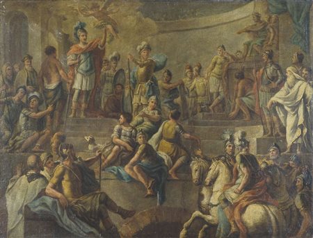 Ambito di Francesco Solimena 1657-1747 "Scena storica" cm. 75x100 - olio su...