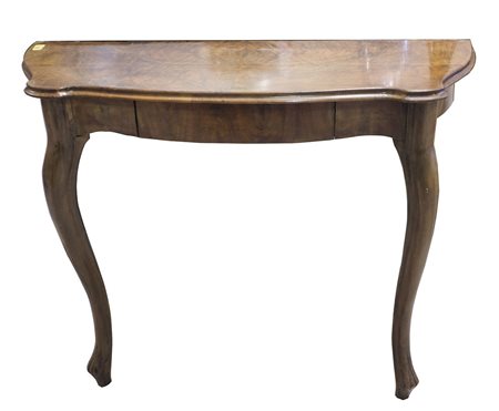 Consolle da muro in legno con cassetto centrale.