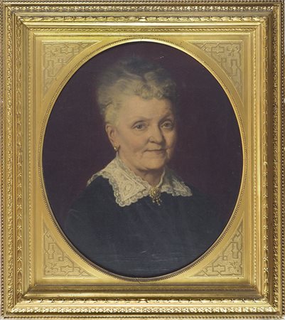 Maestro del XIX secolo Lotto di 2 oli su tela raffiguranti ritratti, cm....