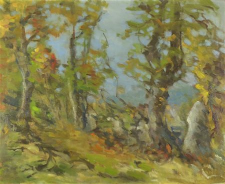 Correr "Bosco in autunno" cm. 40x50 - olio su cartone