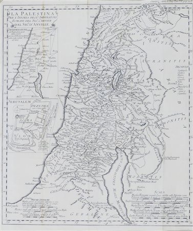 Carta geografica raffigurante la Palestina, cm. 37x32.