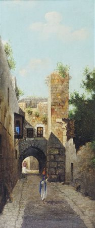 Lotto di 3 opere ad olio incorniciate raffiguranti paesaggi orientali. Misure...