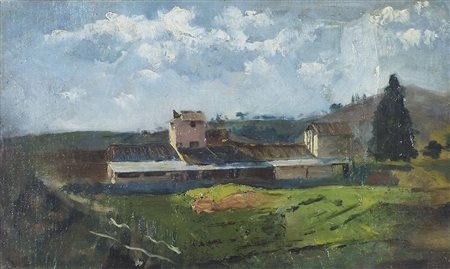 Vincenzo Cabianca 1827-1902 "Paesaggio" cm. 22x37 - olio su cartone Firmato...