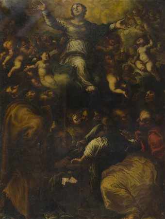 Maestro del XVII secolo "Assunzione della vergine" cm. 162x124 - olio su tela...
